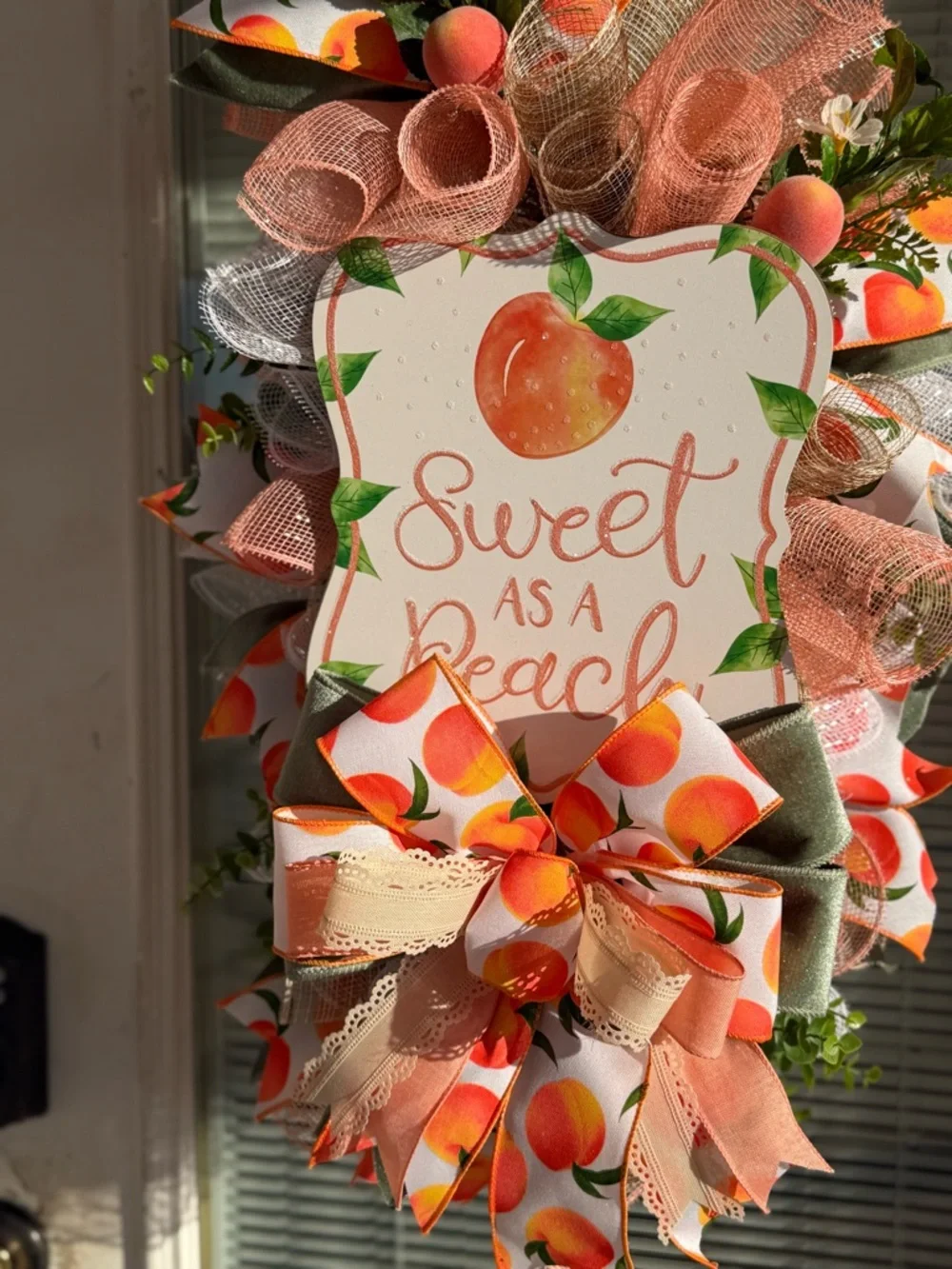 Sweet as a Peach Home Holiday Door Wreath - Peach Color